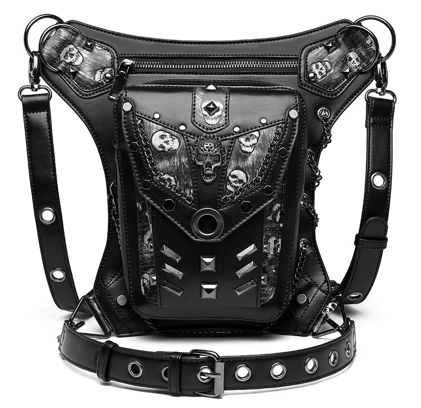 Halloween Steampunk Retro Motorcycle Rock Gothic Shoulder Waist Leg Bags Packs
