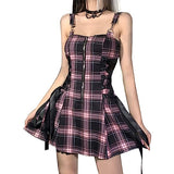 High Waist Backless Plaid Gothic Grunge Punk Party Dress