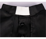 Men's Clergy Robe Black Priest Pulpit Robe Vestments with Belt Cosplay Costume