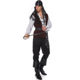 Men's Pirate Costume Baroque Caribbean Buccaneer Privateer Cosplay Halloween Outfit