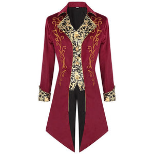 Mens Medieval Steampunk Vintage Tailcoat Jacket Uniform Renaissance Gothic Victorian Tuxedo Halloween Costume