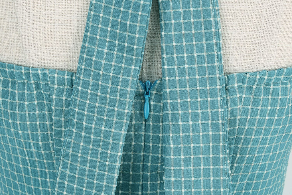 Women 50s Vintage Polka Dot Halter Cocktail Swing Dress Buttons 1950s Audrey Hepburn Dress