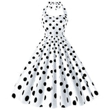 Women Retro Audrey Hepburn Dress Halter Polka Dot 50's 60's 80's Prom Vintage Swing Dresses