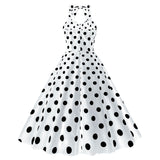 Women Retro Audrey Hepburn Dress Halter Polka Dot 50's 60's 80's Prom Vintage Swing Dresses