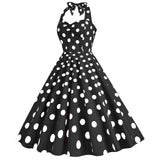 Women Retro Audrey Hepburn Dress Halter Polka Dot 50's 60's 80's Prom Vintage Swing Dresses