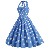 Women Retro Audrey Hepburn Dress Halter Polka Dot 50's 60's 80's Prom Vintage Swing Dresses