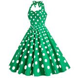 Women Retro Audrey Hepburn Dress Halter Polka Dot 50's 60's 80's Prom Vintage Swing Dresses