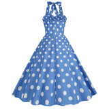 Women Retro Audrey Hepburn Dress Halter Polka Dot 50's 60's 80's Prom Vintage Swing Dresses