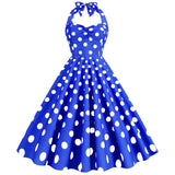 Women Retro Audrey Hepburn Dress Halter Polka Dot 50's 60's 80's Prom Vintage Swing Dresses