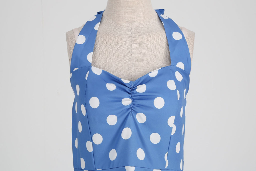 Women Retro Audrey Hepburn Dress Halter Polka Dot 50's 60's 80's Prom Vintage Swing Dresses