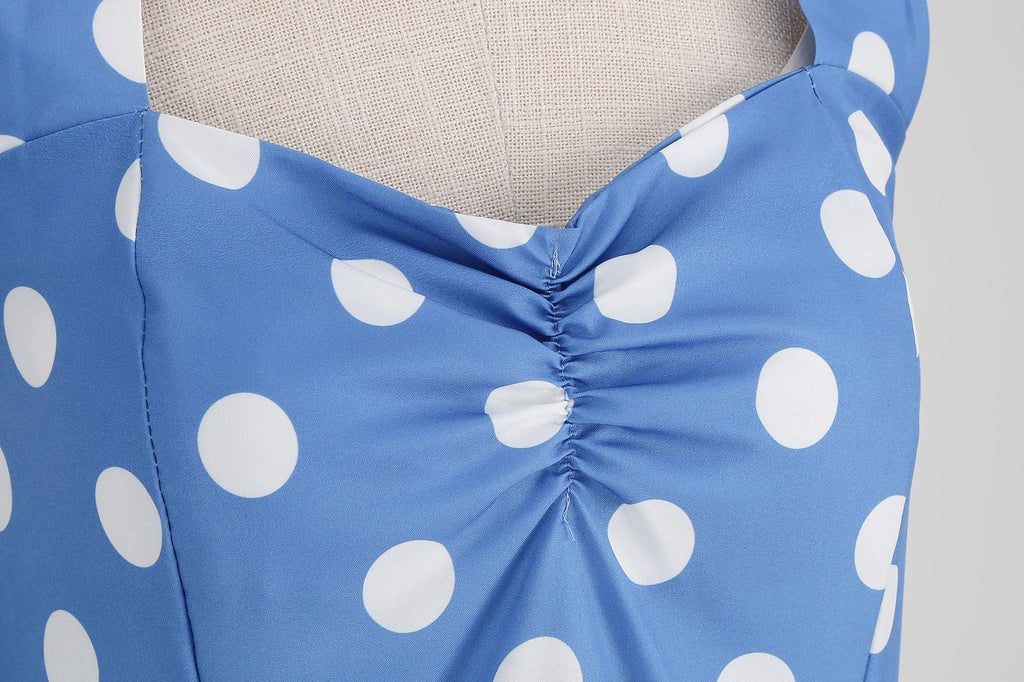 Women Retro Audrey Hepburn Dress Halter Polka Dot 50's 60's 80's Prom Vintage Swing Dresses