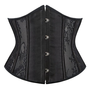 Women Waist Training Corsets Shaper Floral Embroidery Back Lace Up Bustier