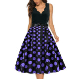 Women's 1950s Polka Dot Summer Dress Sleeveless V-Neck Elegant Vintage Party Dress