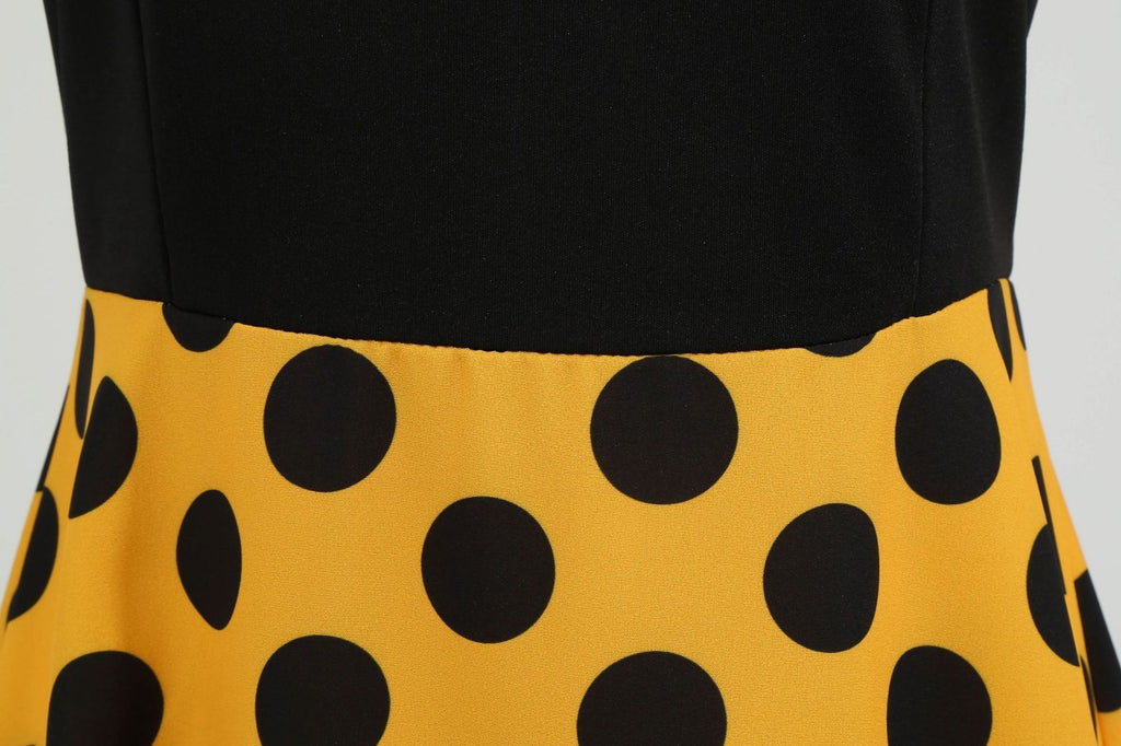 Women's 1950s Polka Dot Summer Dress Sleeveless V-Neck Elegant Vintage Party Dress