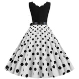 Women's 1950s Polka Dot Summer Dress Sleeveless V-Neck Elegant Vintage Party Dress