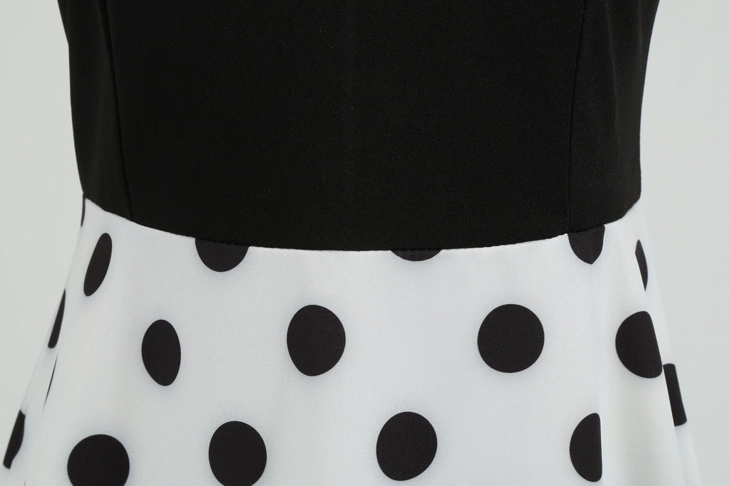 Women's 1950s Polka Dot Summer Dress Sleeveless V-Neck Elegant Vintage Party Dress