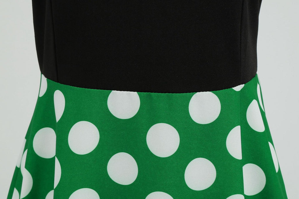 Women's 1950s Polka Dot Summer Dress Sleeveless V-Neck Elegant Vintage Party Dress