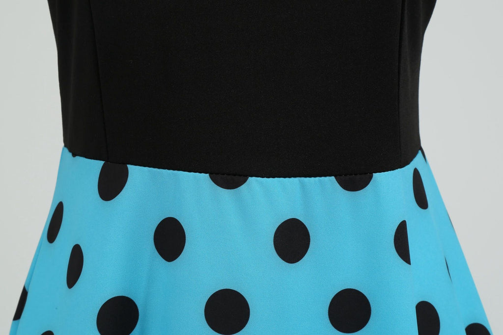 Women's 1950s Polka Dot Summer Dress Sleeveless V-Neck Elegant Vintage Party Dress