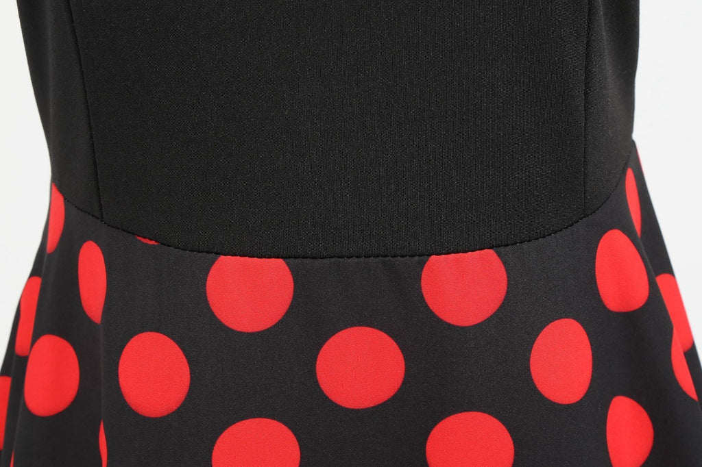 Women's 1950s Polka Dot Summer Dress Sleeveless V-Neck Elegant Vintage Party Dress