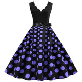 Women's 1950s Polka Dot Summer Dress Sleeveless V-Neck Elegant Vintage Party Dress