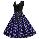 Women's 1950s Polka Dot Summer Dress Sleeveless V-Neck Elegant Vintage Party Dress