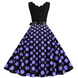 Women's 1950s Polka Dot Summer Dress Sleeveless V-Neck Elegant Vintage Party Dress
