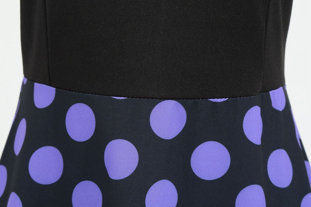 Women's 1950s Polka Dot Summer Dress Sleeveless V-Neck Elegant Vintage Party Dress