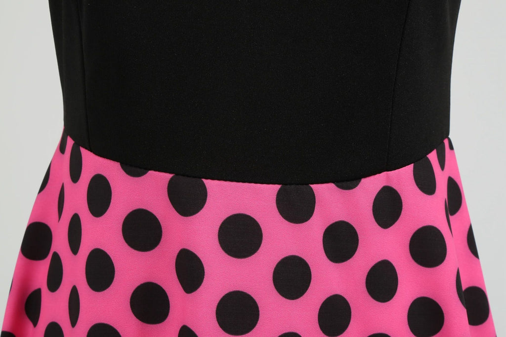 Women's 1950s Polka Dot Summer Dress Sleeveless V-Neck Elegant Vintage Party Dress