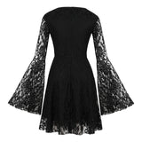 Women's Black Long Sleeves Lace Gothic Cocktail Dress