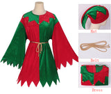 Women's Elf Costume Christmas Workshop Elf Suit Women Green Dress Outfit
