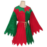 Women's Elf Costume Christmas Workshop Elf Suit Women Green Dress Outfit