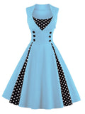 Women's Sleeveless Rockabilly Polka Dot Cocktail Party Vintage Dress