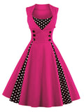 Women's Sleeveless Rockabilly Polka Dot Cocktail Party Vintage Dress