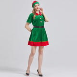 Womens Holiday Elf Costume Dress and Hat Elf Costume for Women