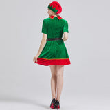 Womens Holiday Elf Costume Dress and Hat Elf Costume for Women