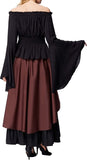 Women's Renaissance Gothic Blouse Bell Ruffle Off Shoulder Boho Corset Costume