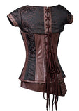 Brocade Steampunk Corsets with Pouch Belt Brown Color Clothing