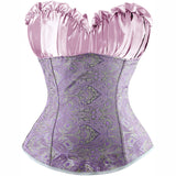 Classic Rouched Cups Brocade Overbust Corset