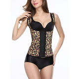 Leopard Latex Waist Trainer Shapewear With Straps Fajas Colombianas Corset