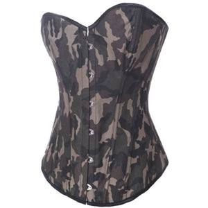 Sexy Army Camouflage Overbust Corset Tops