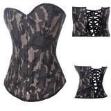Sexy Army Camouflage Overbust Corset Tops