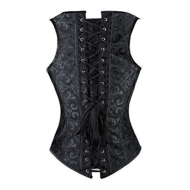 Renaissance Brocade Flower Cupless Waist Trainer Underbust Corset