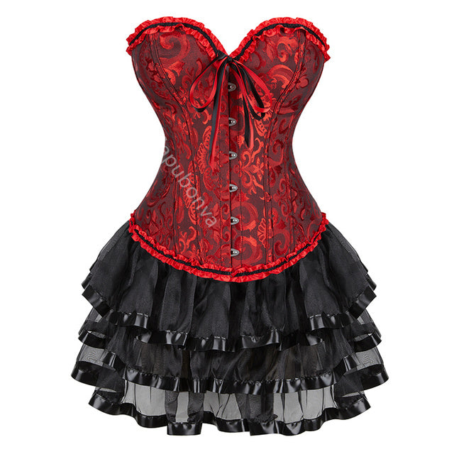 Steampunk Gothic Corset Skirt Burlesque Dress Costume Set