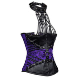 Straps Halter Steampunk Leather Brocade Underbust Gothic Corset