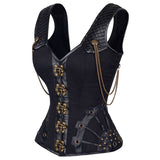 Women's Gothic Steampunk Overbust Corsets with Chains