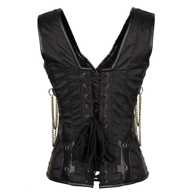 Women's Gothic Steampunk Overbust Corsets with Chains