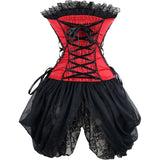Women's Strapless Floral Embroidery Gothic Renaissance Corset with Lace Skirt