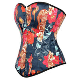 Women's Vintage Flower Jacquard Boned Overbust Steampunk Corset