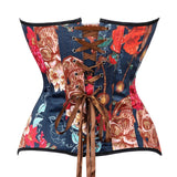 Women's Vintage Flower Jacquard Boned Overbust Steampunk Corset