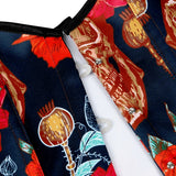 Women's Vintage Flower Jacquard Boned Overbust Steampunk Corset